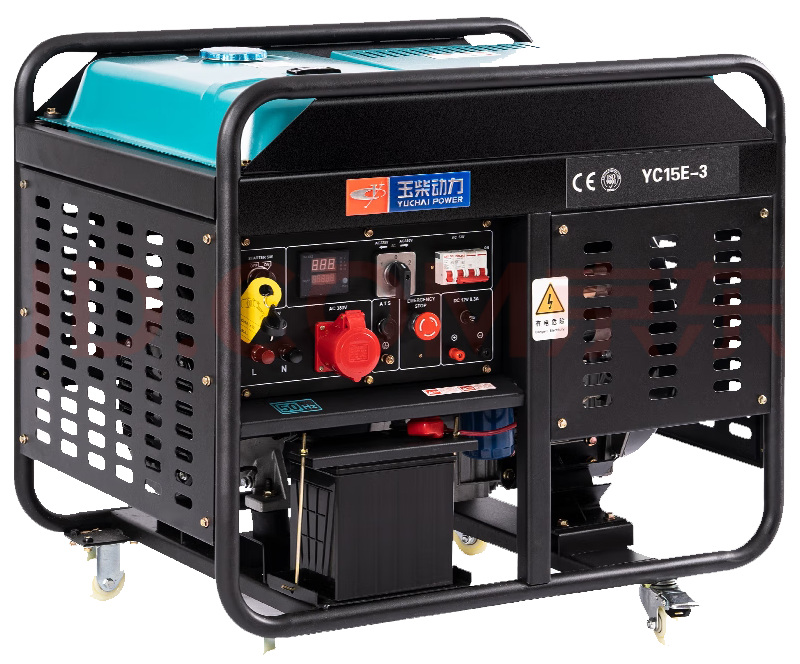 玉柴YC15E-3开架式柴油发电机电启动三相380V家用应急发电机