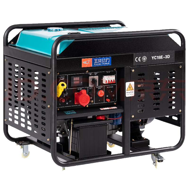 玉柴YC18E-3D开架式18kw柴油发电机电启动单相220V三相380V家用应急发电机